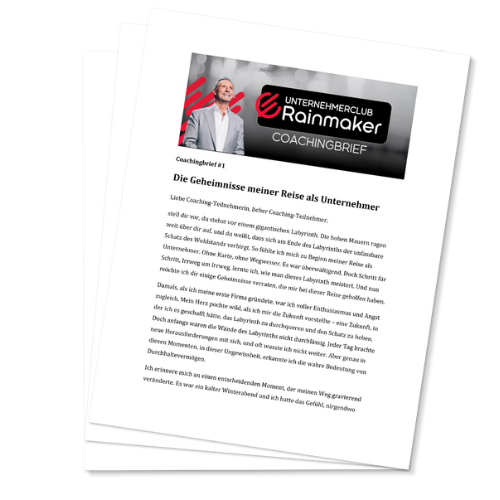 Abbildung von Coachingbriefen im Unternehmerclub Rainmaker